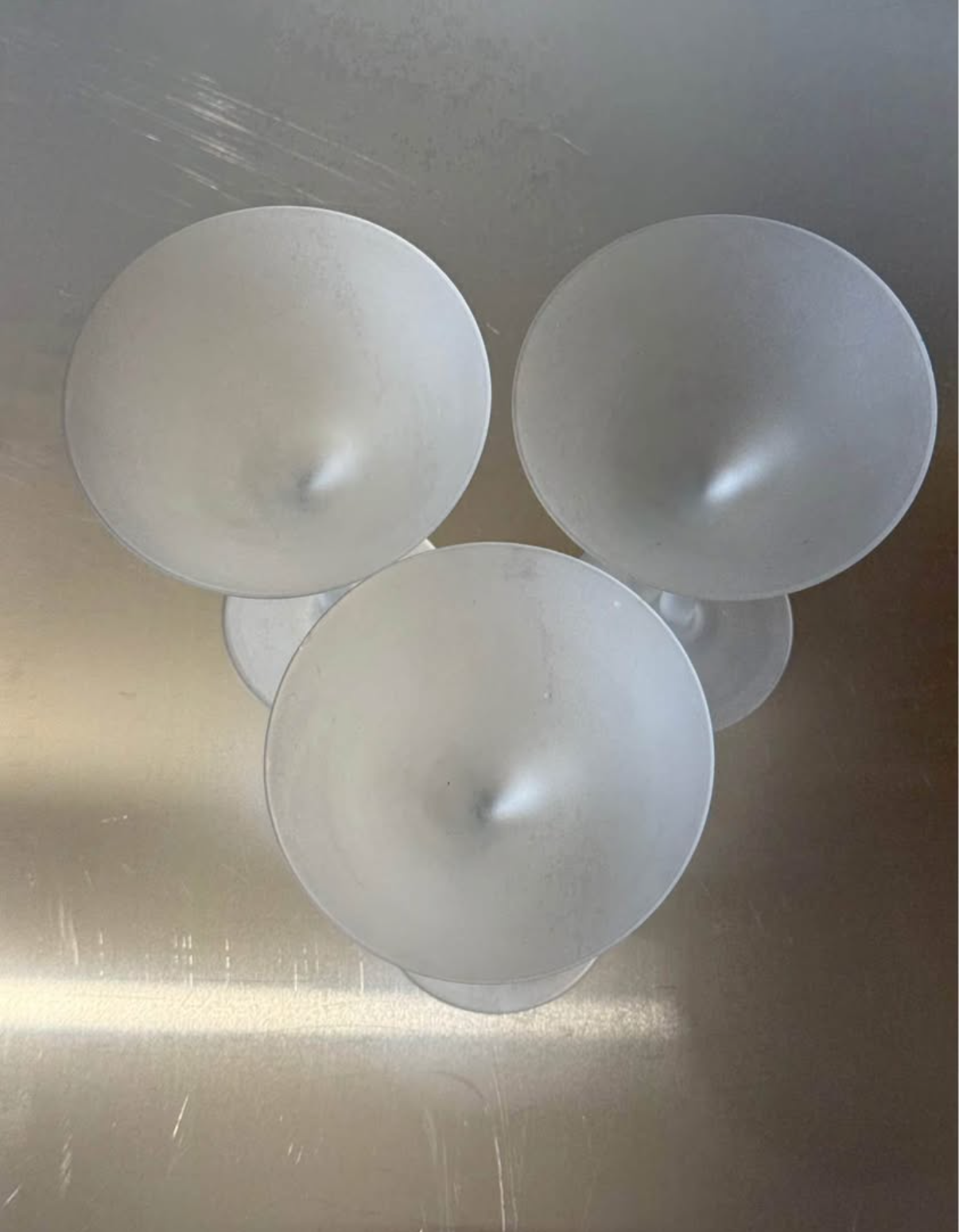 Set of 3 crystal frosted martini glasses