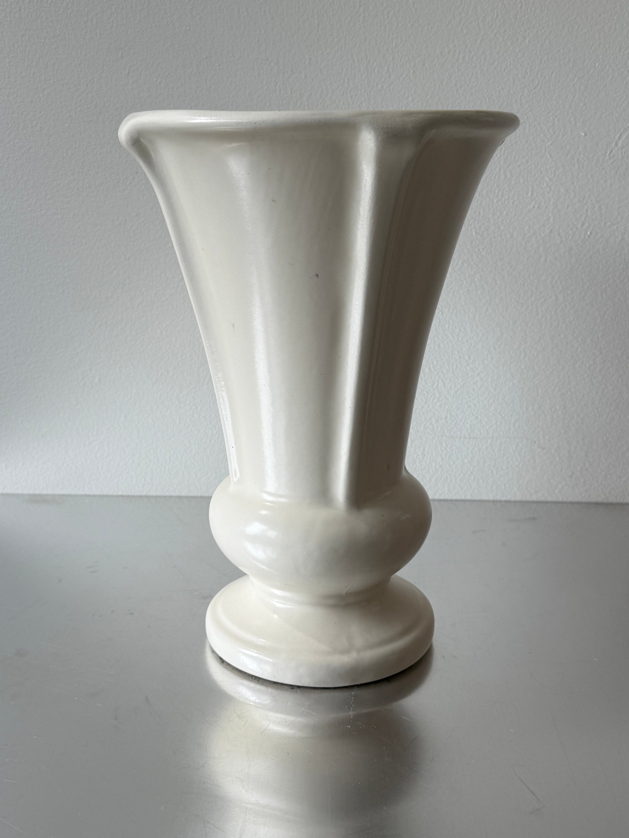 Large Vintage Art Deco Cream Vase