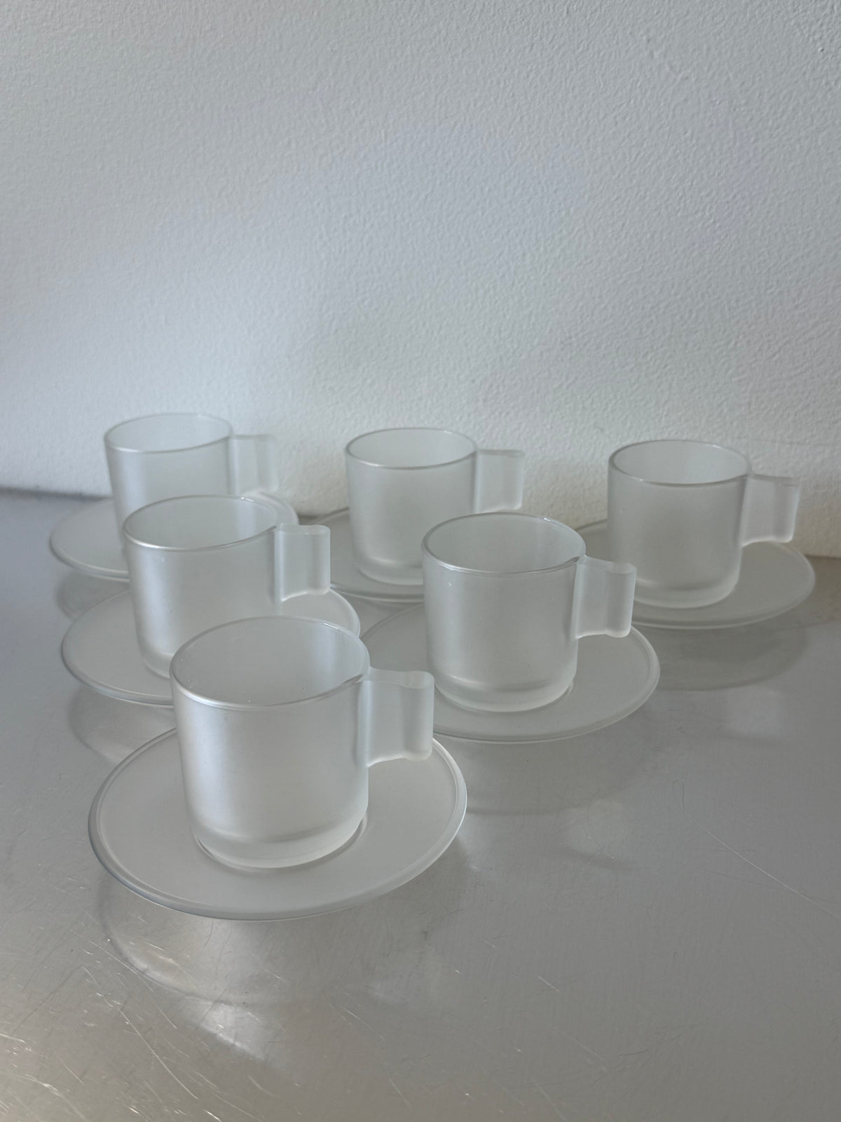Set of 6 frosted italian espresso cups