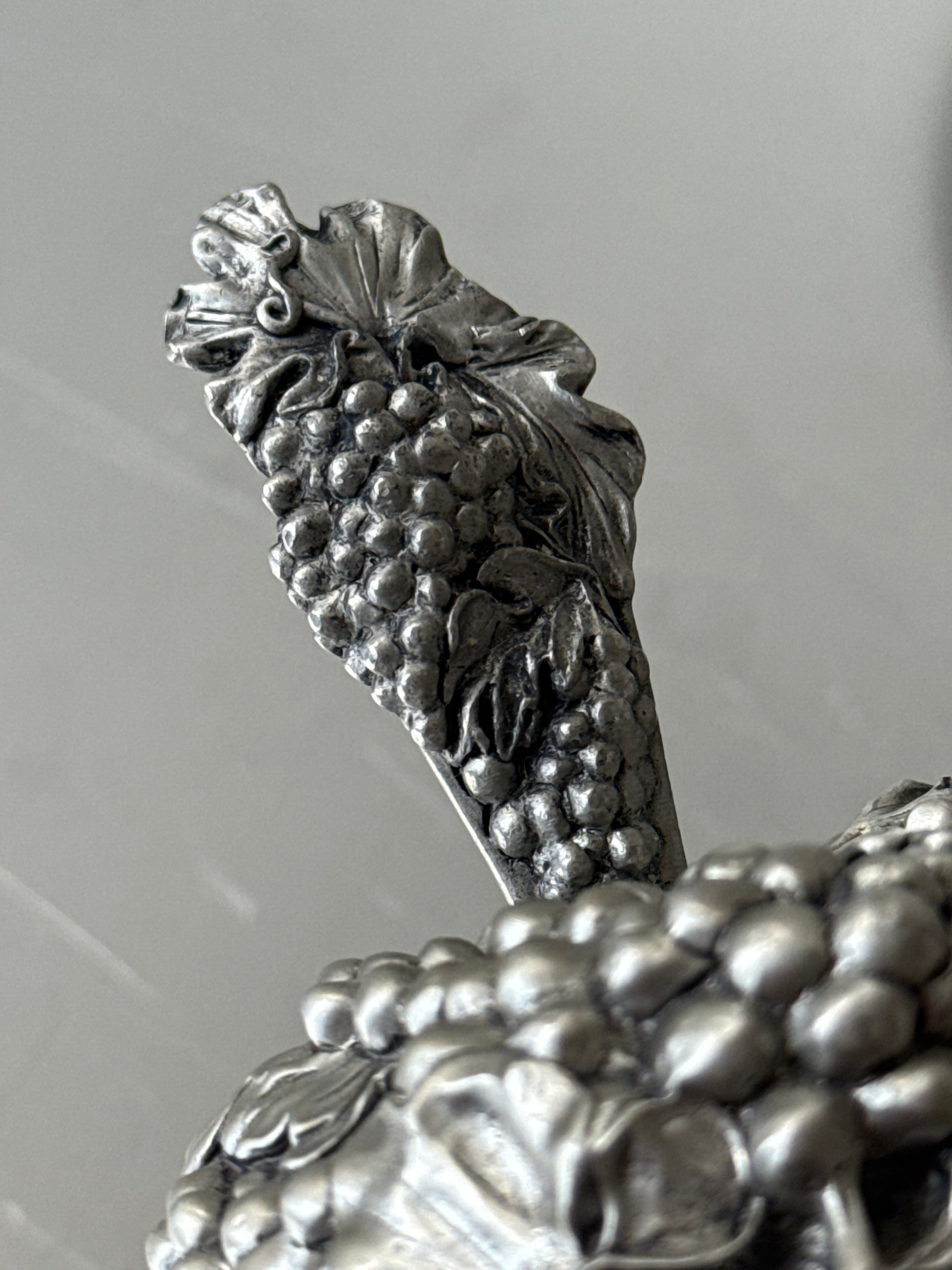 Vintage Grape Sugar Serving Jar Jar with Pewter Cover and Spoon