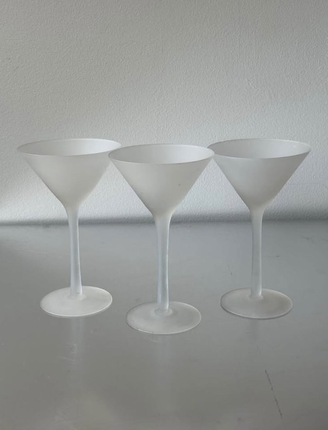 Set of 3 crystal frosted martini glasses