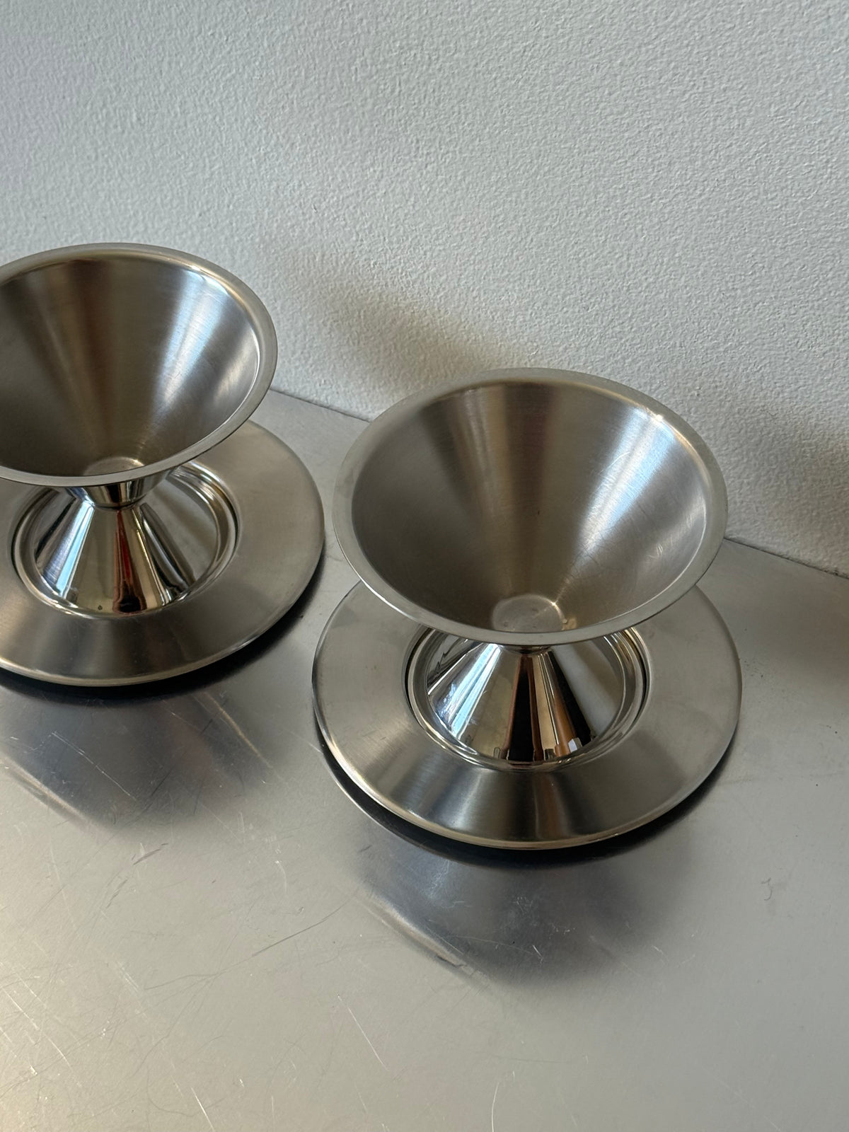 Set of 2 Vintage Tramontina Stainless Steel Dessert Coupes