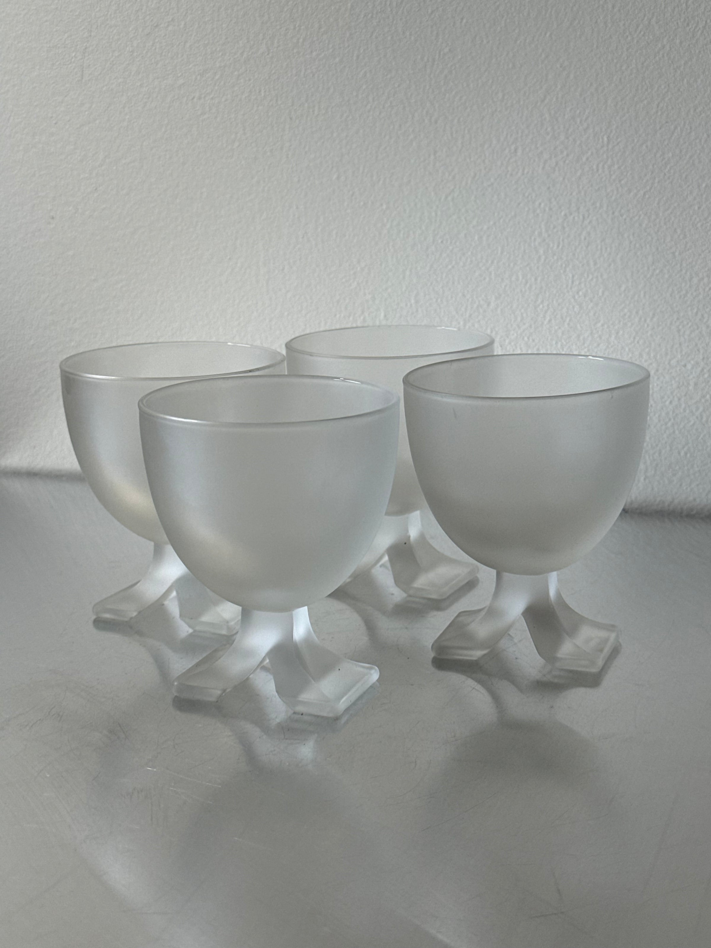 Set of 4 crystal frosted cocktail glasses