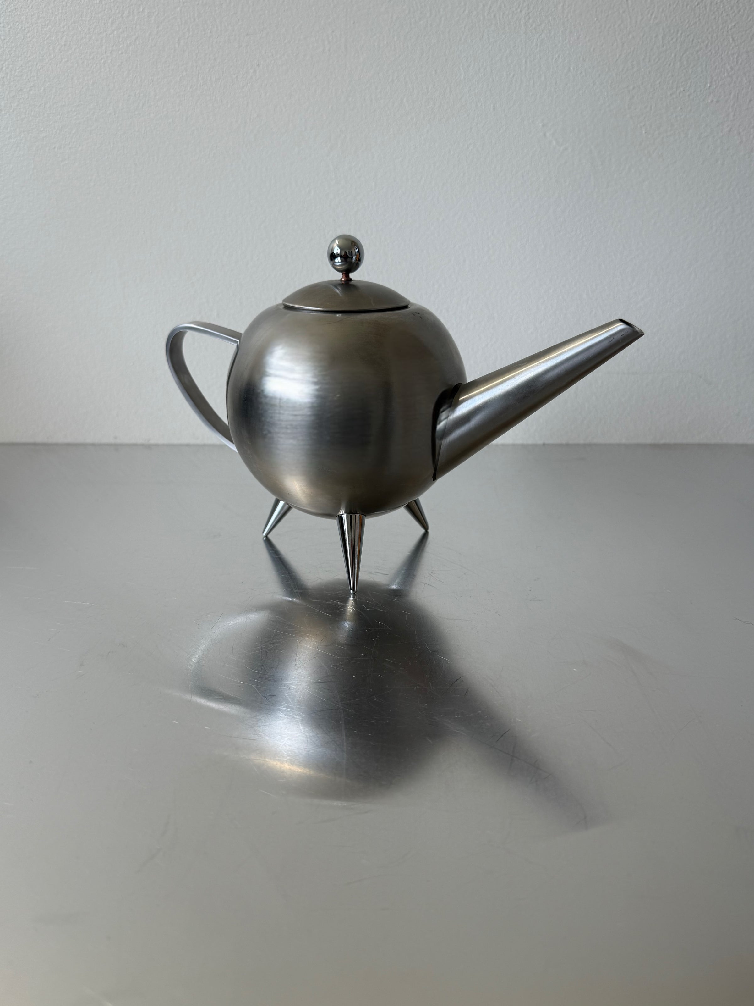 Henley Post Modern Brushed Stainless Steel Teapot
