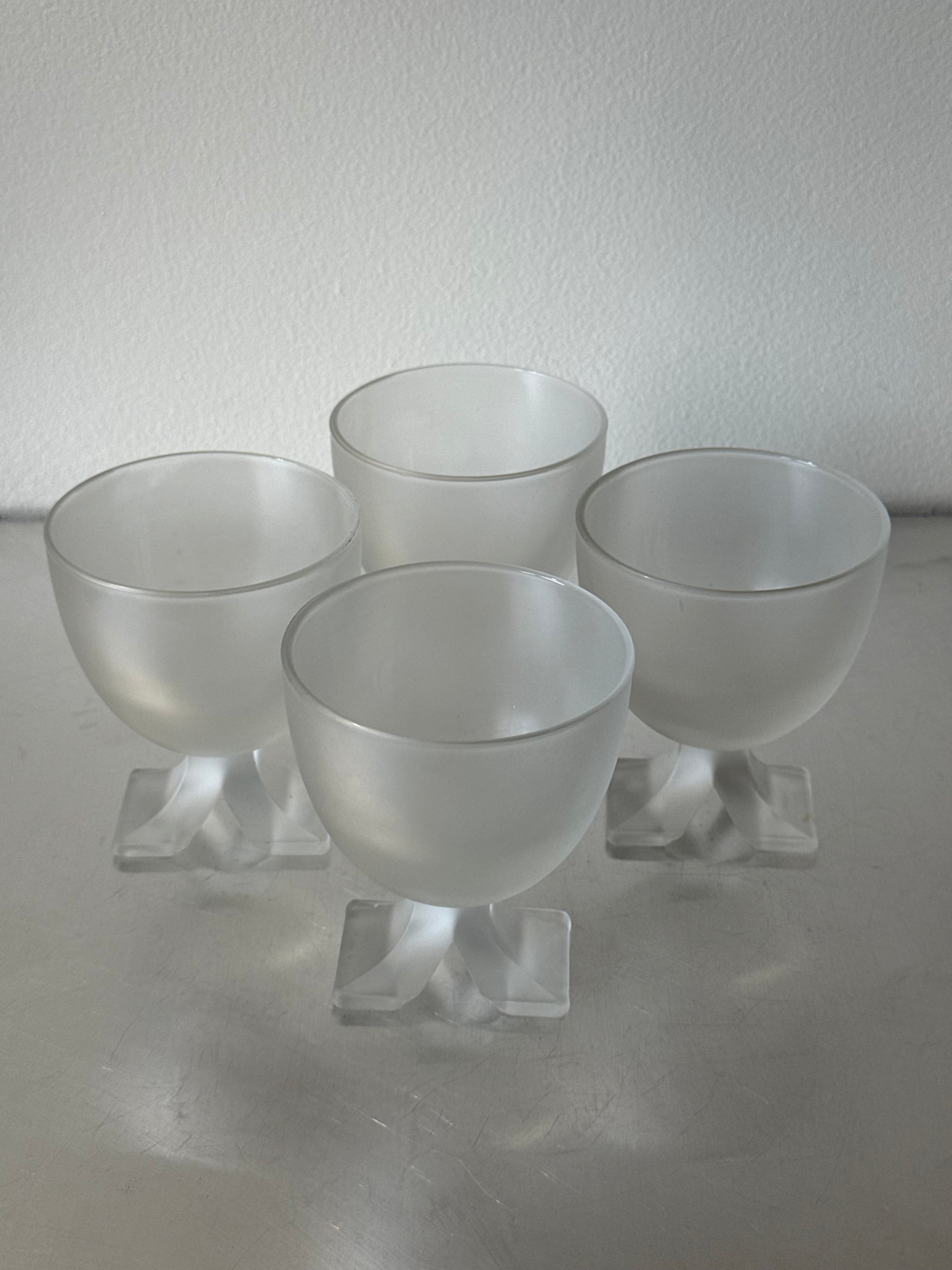 Set of 4 crystal frosted cocktail glasses