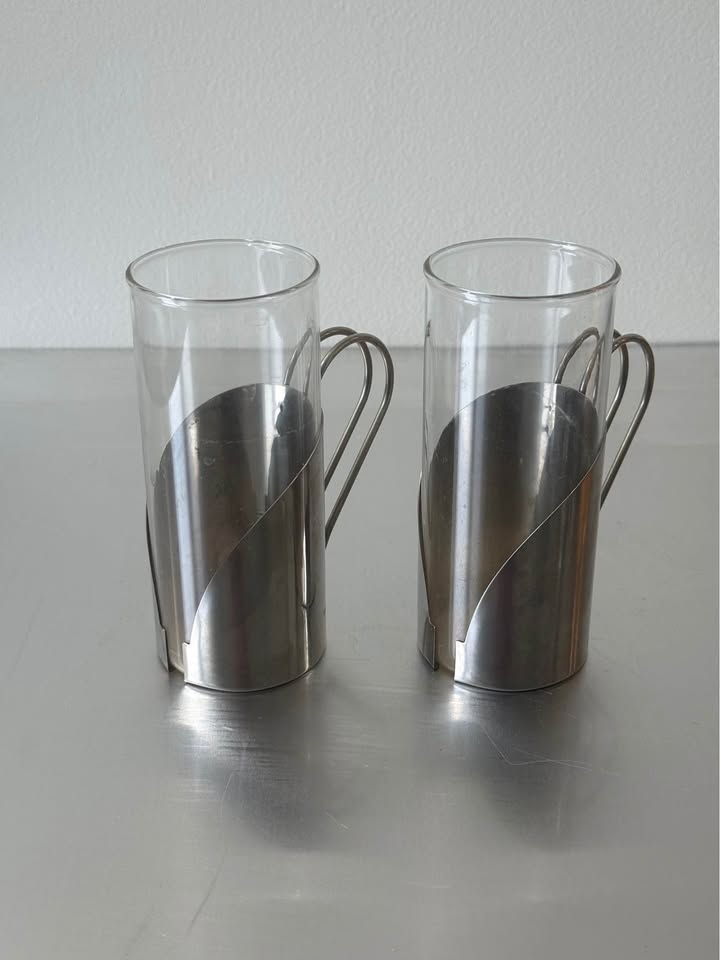 Set of 2 Danish Coffee Glasses with removable stainless steel