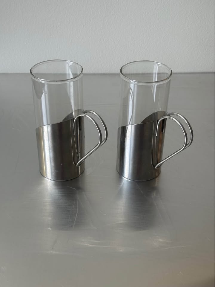 Set of 2 Danish Coffee Glasses with removable stainless steel