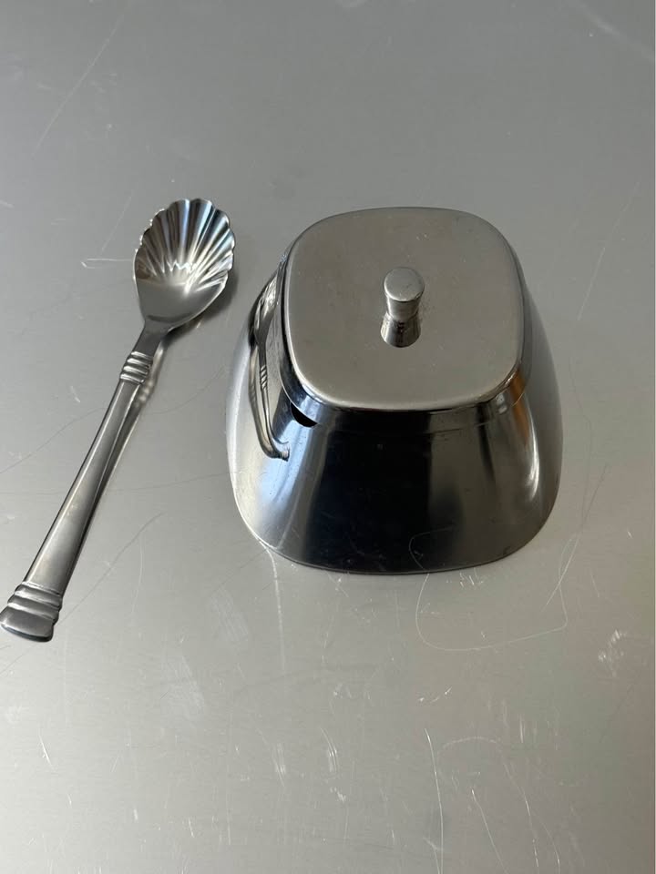 Stainless Steel Sugar Dish with Heritage Seashell Spoon