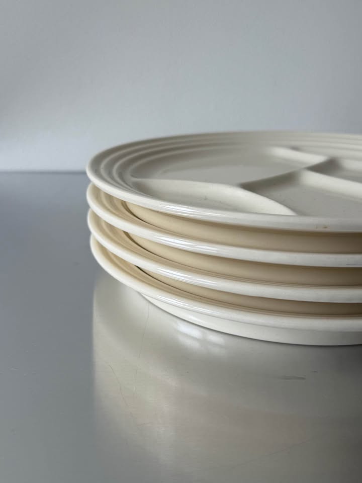 Set of 4 Divided Vintage Staud Ceramic Plates