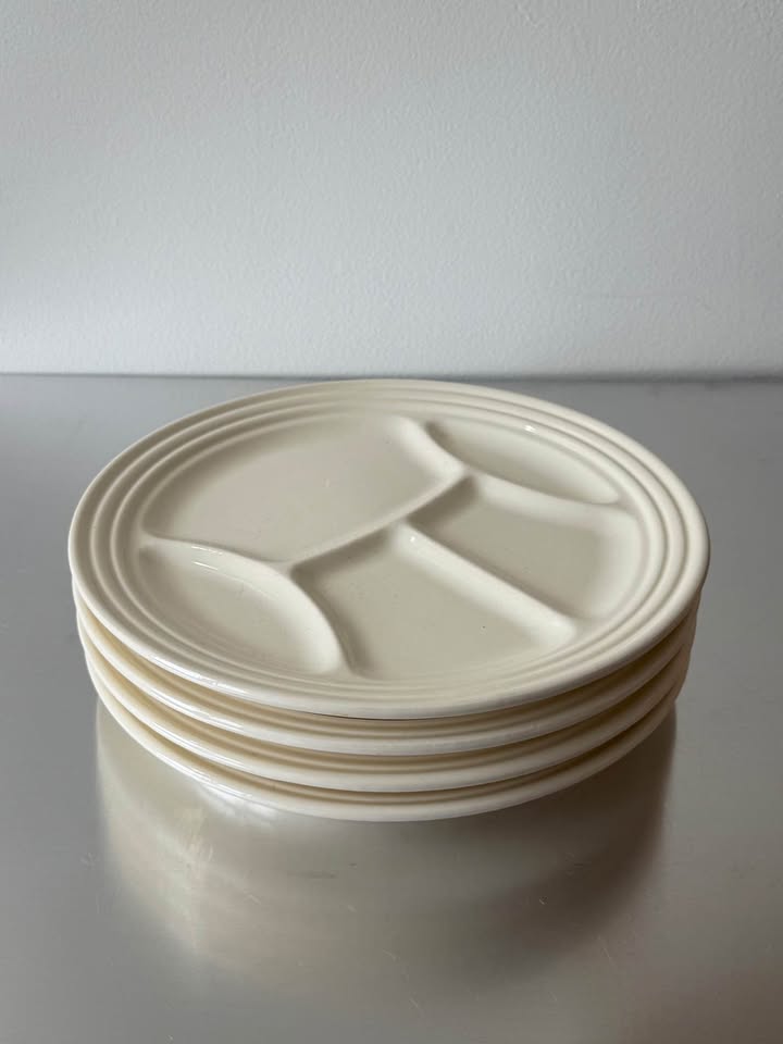Set of 4 Divided Vintage Staud Ceramic Plates