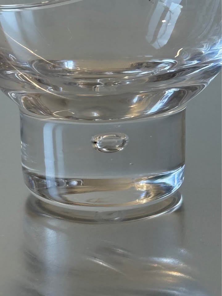 Set of 2 Rare Century Kosta Boda Rondo Clear Bubble Stem Angled Dessert Glasses