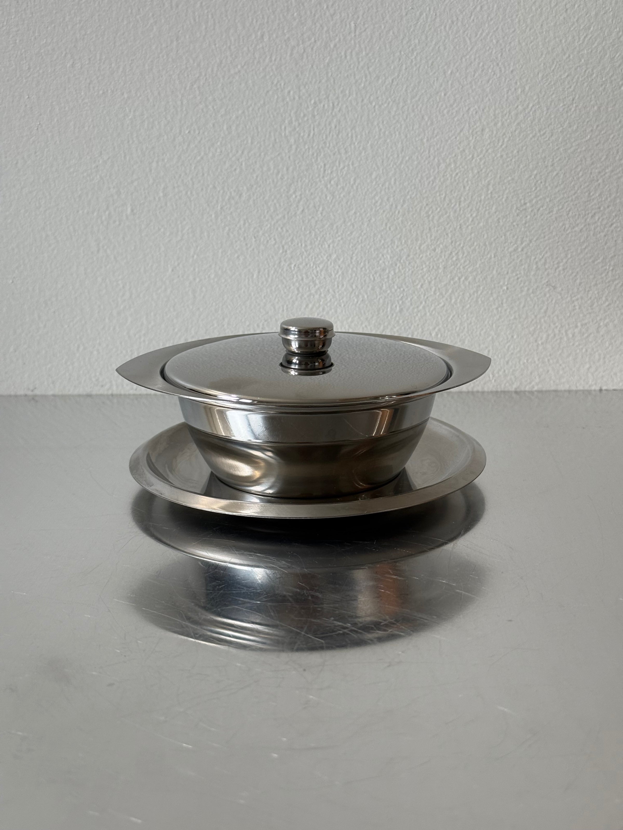 Vintage Stainless Steel Butter Dish
