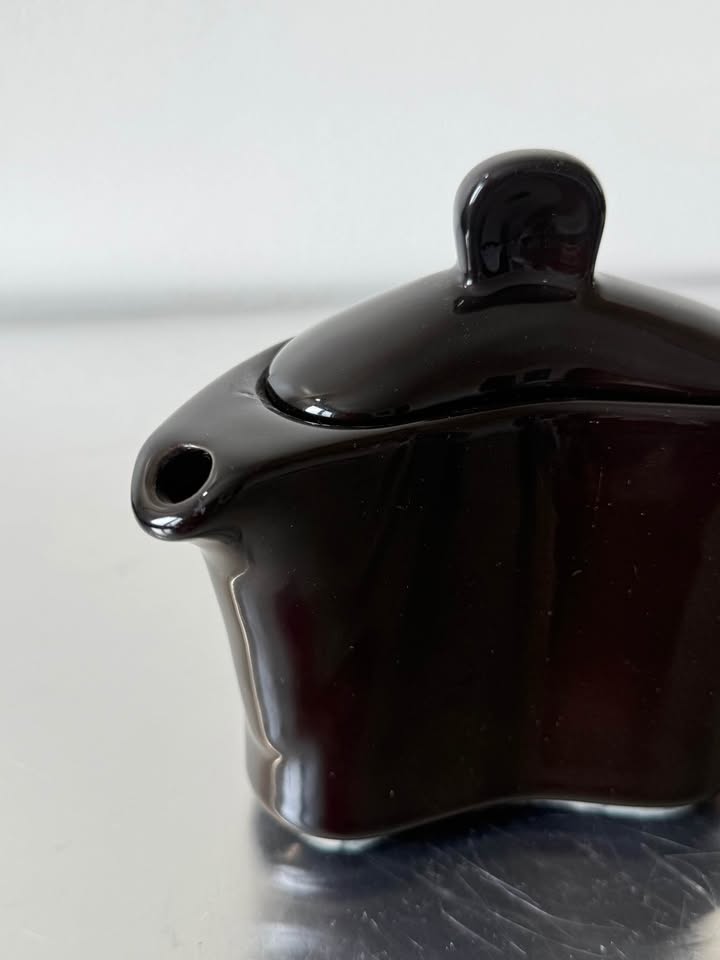 Vintage Black Wavy Ceramic Pot