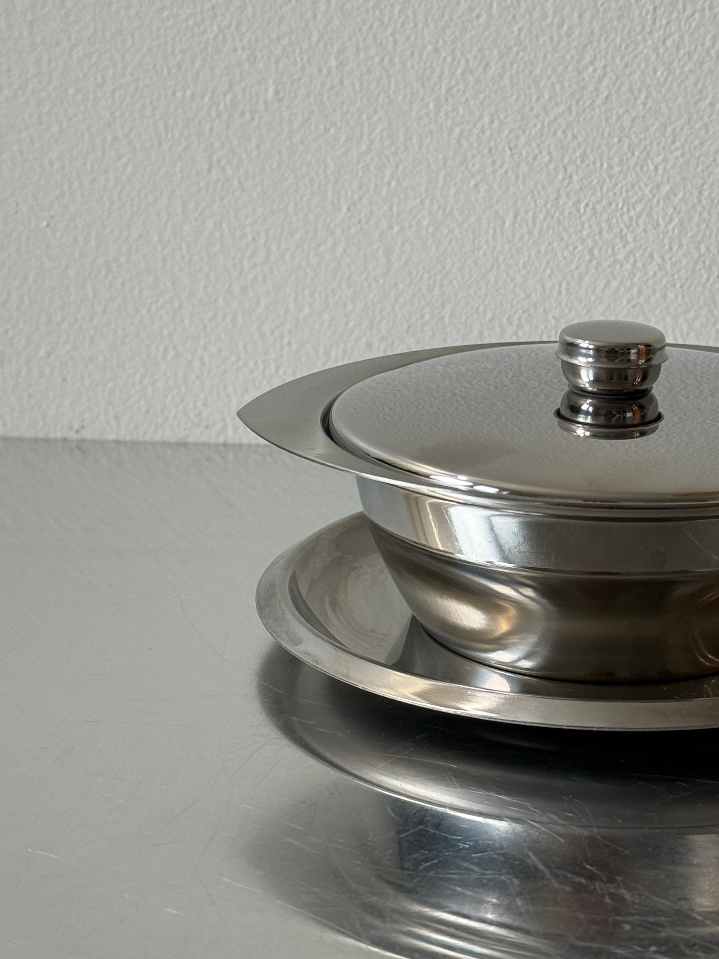 Vintage Stainless Steel Butter Dish