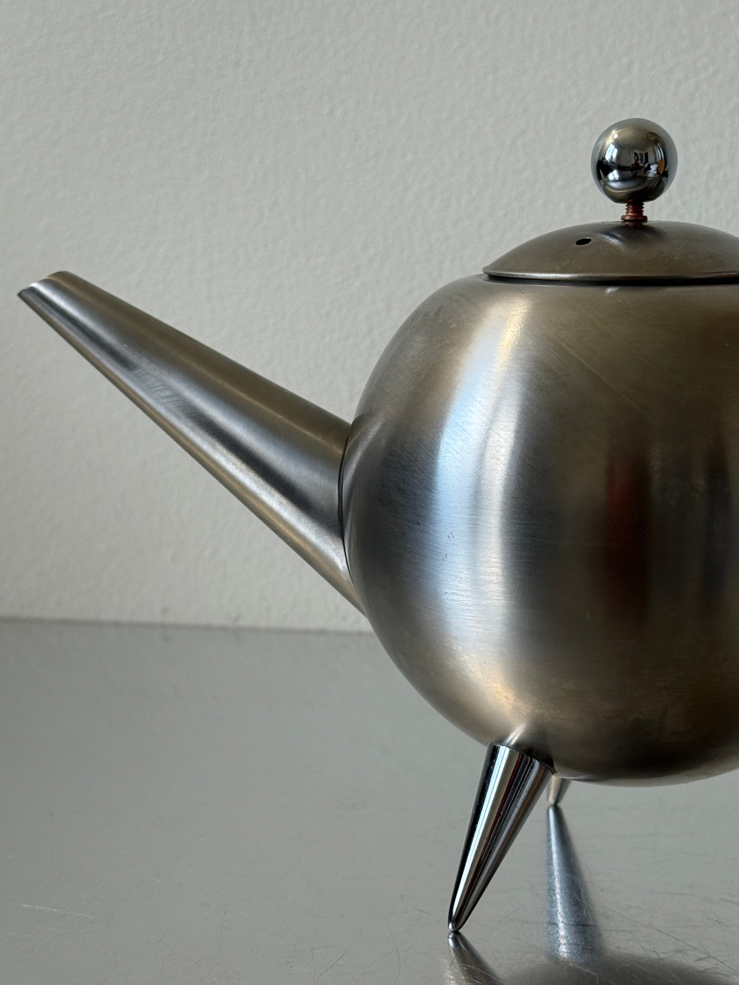 Henley Post Modern Brushed Stainless Steel Teapot
