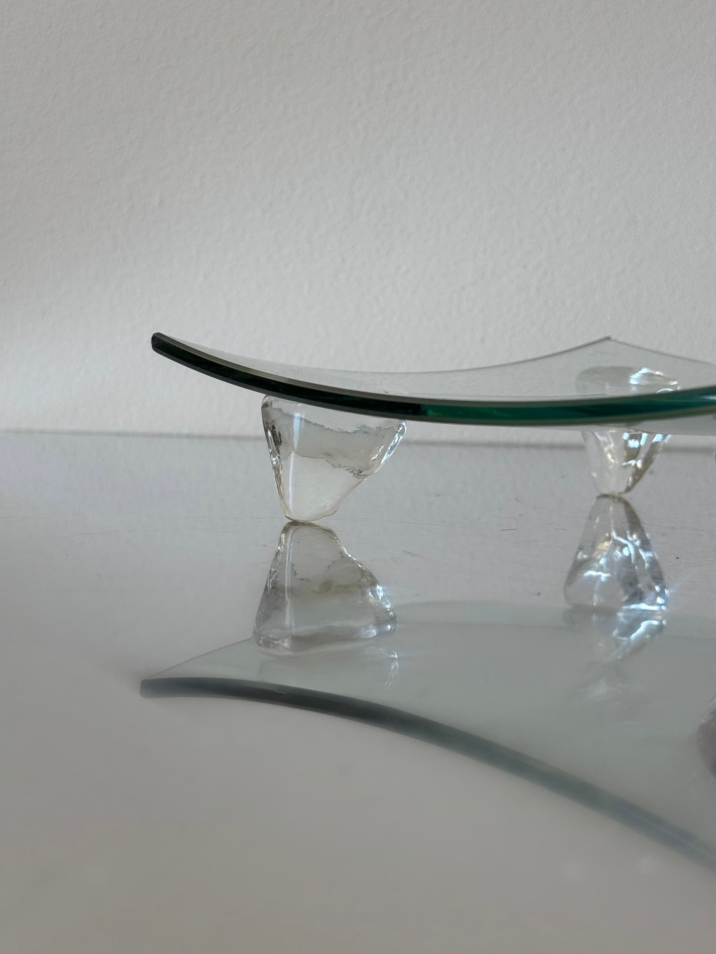 Vintage Curved Footed Glass Dish Plate