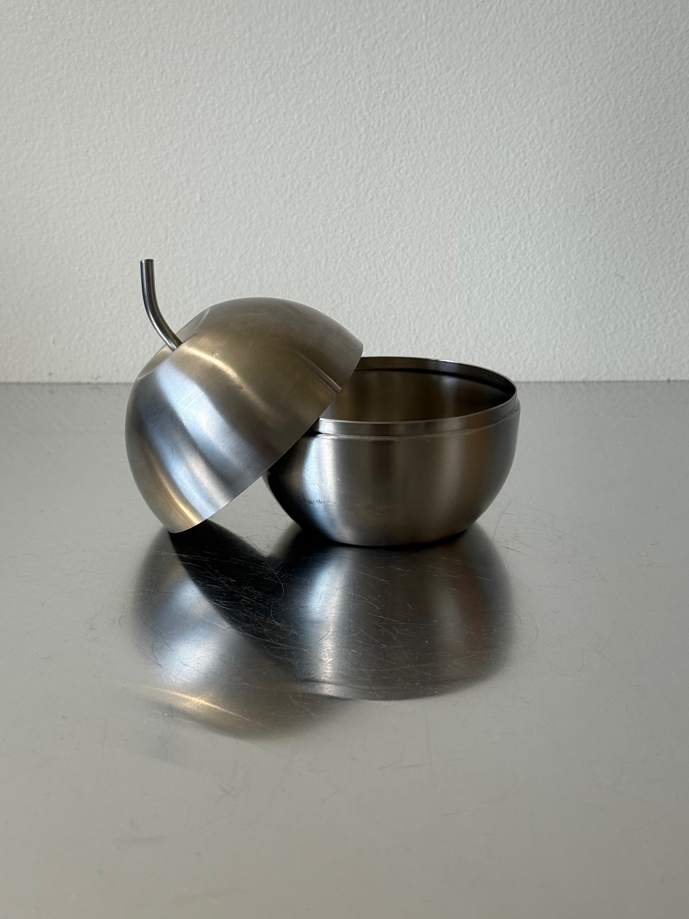 Vintage Morinox Italian Stainless Steel Apple Shaped Sugar Dish