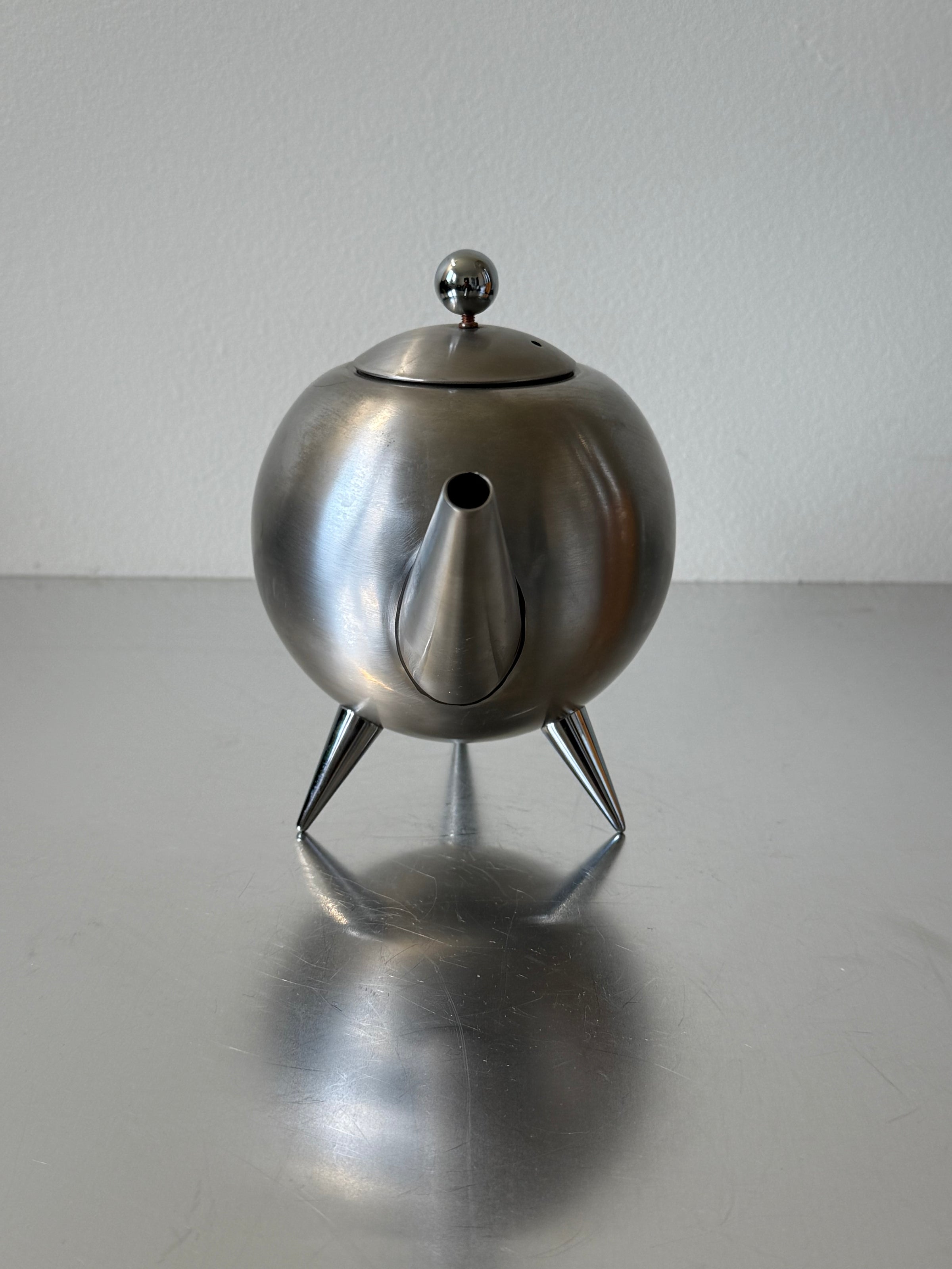 Henley Post Modern Brushed Stainless Steel Teapot