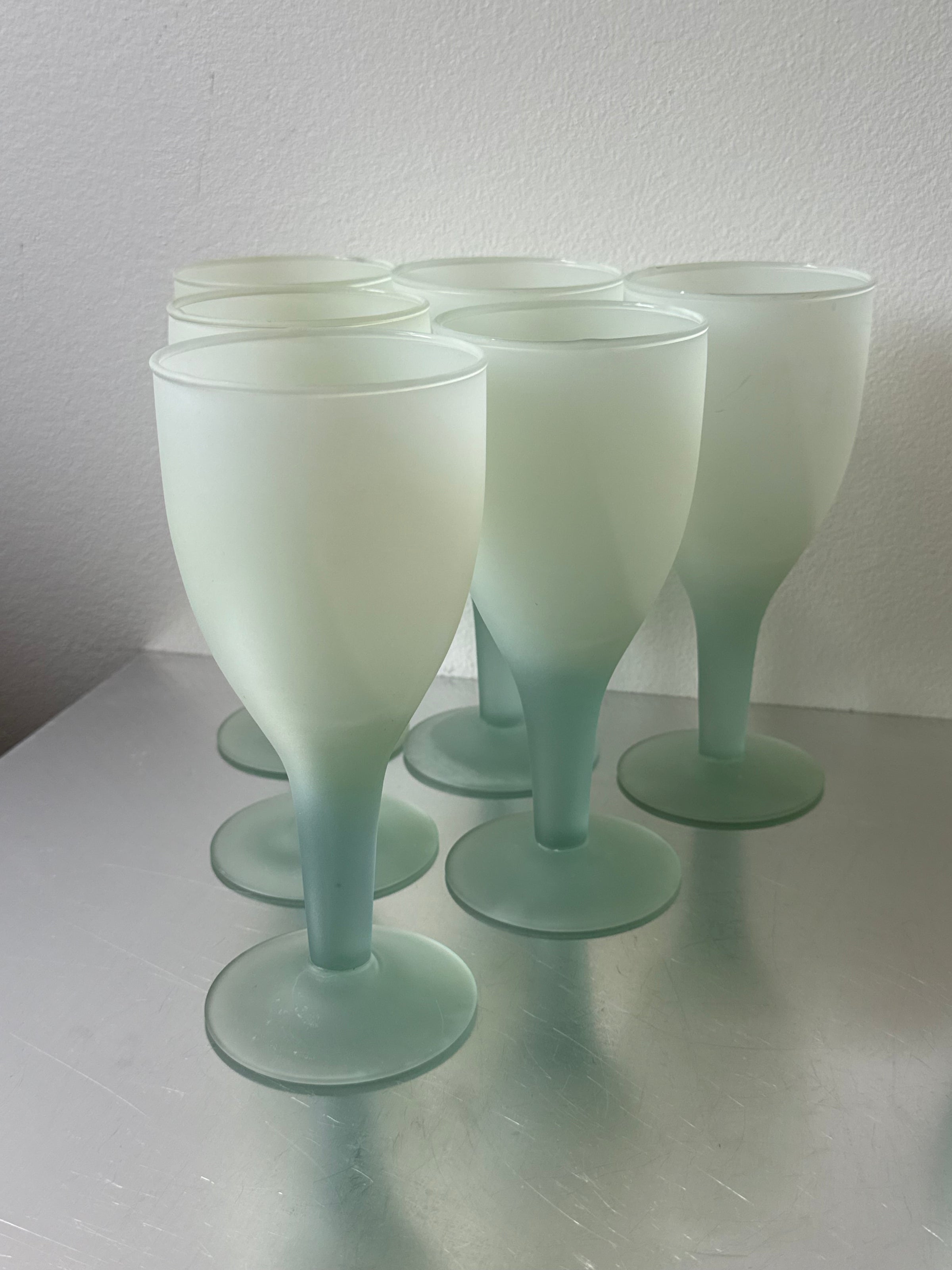 Service Set Retro Blendo Frosted Aqua Blue Cocktails Glasses with Pitcher