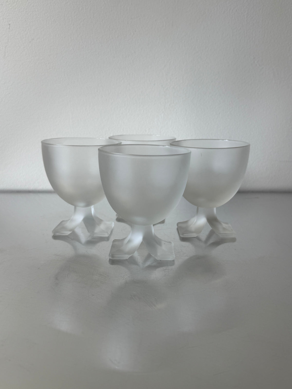 Set of 4 crystal frosted cocktail glasses