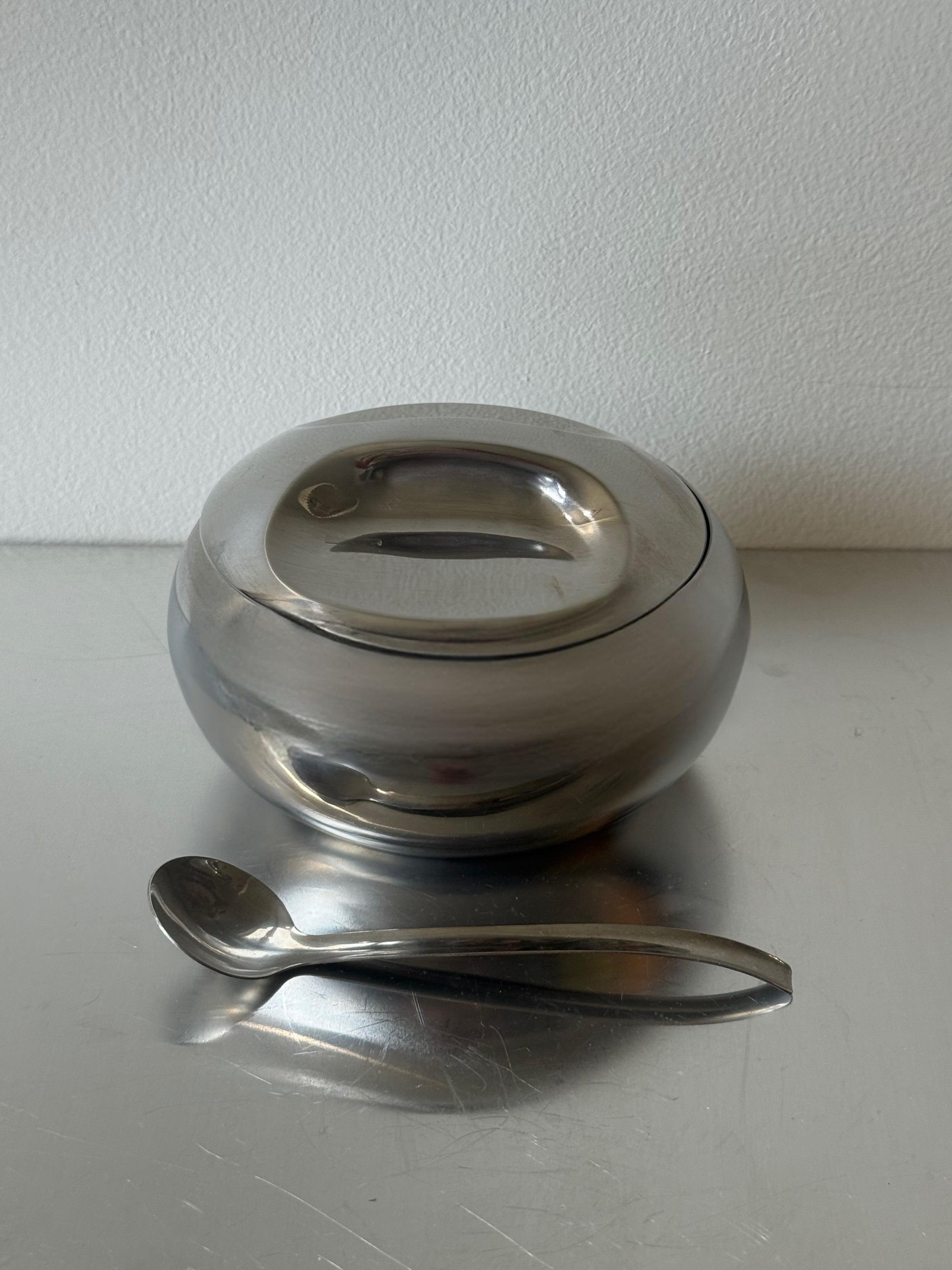 Stainless Steel Sugar Dish with Spoon