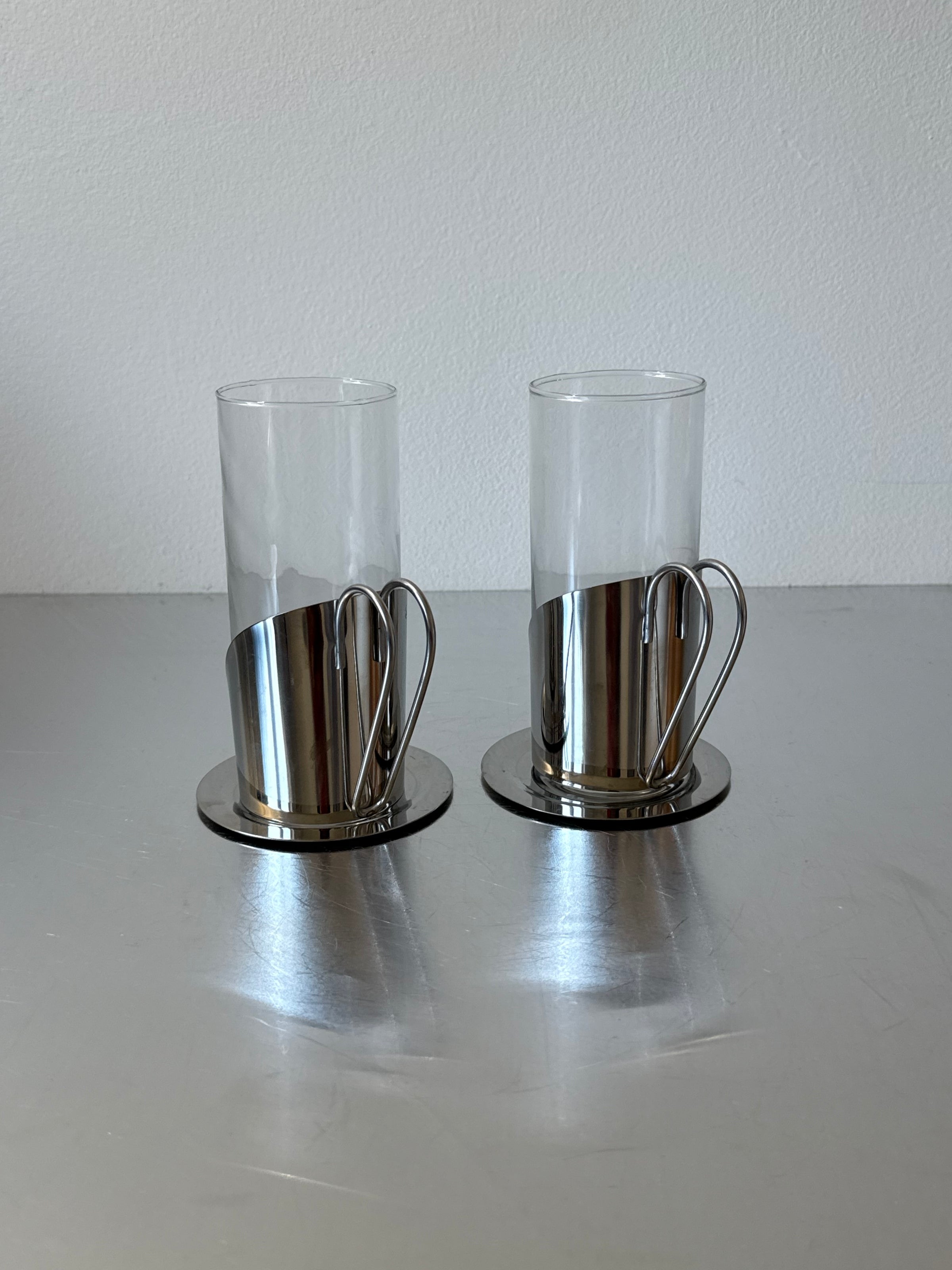 Set of 2 Vintage Danish Coffee Glasses with under plates