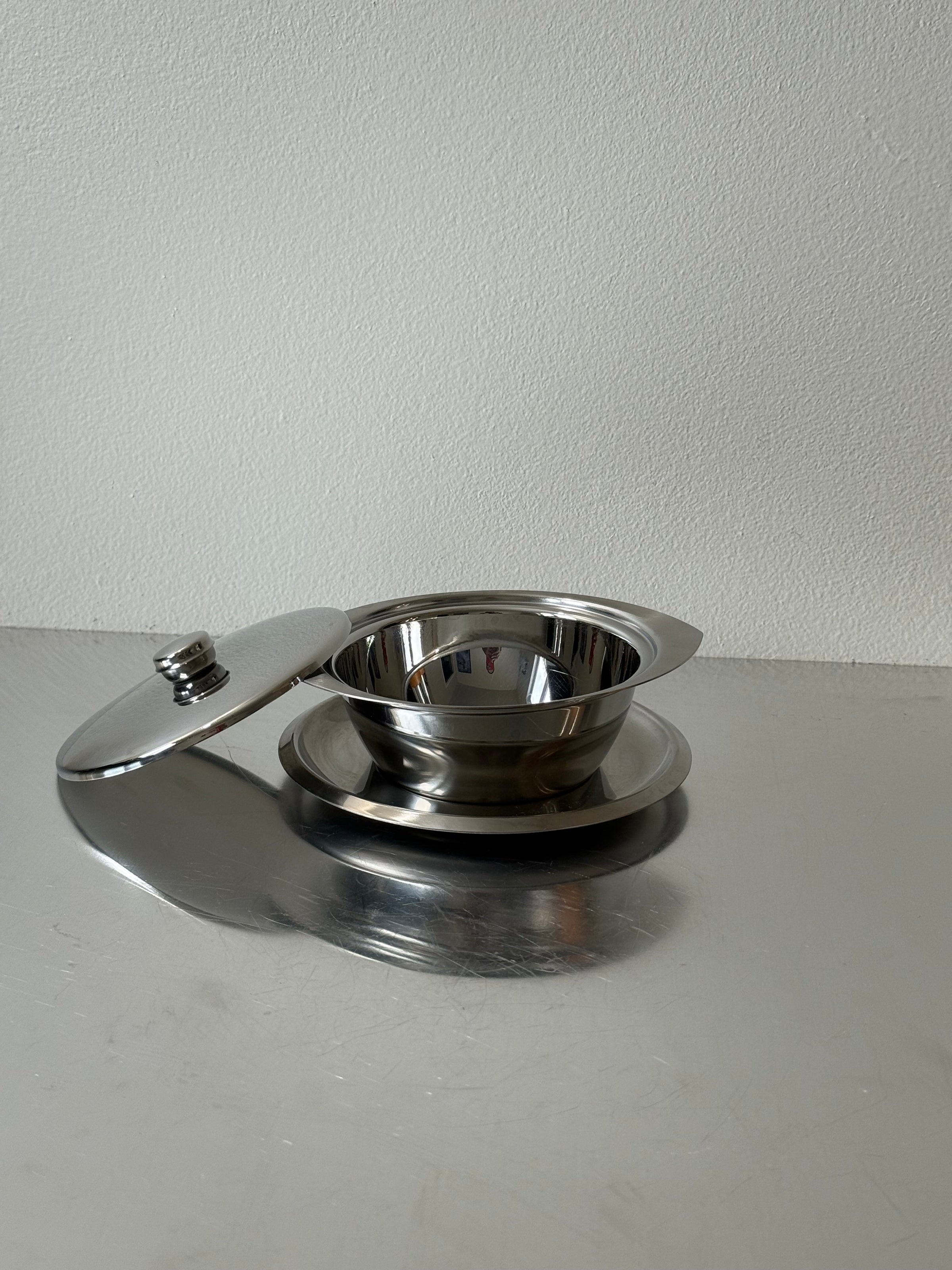 Vintage Stainless Steel Butter Dish
