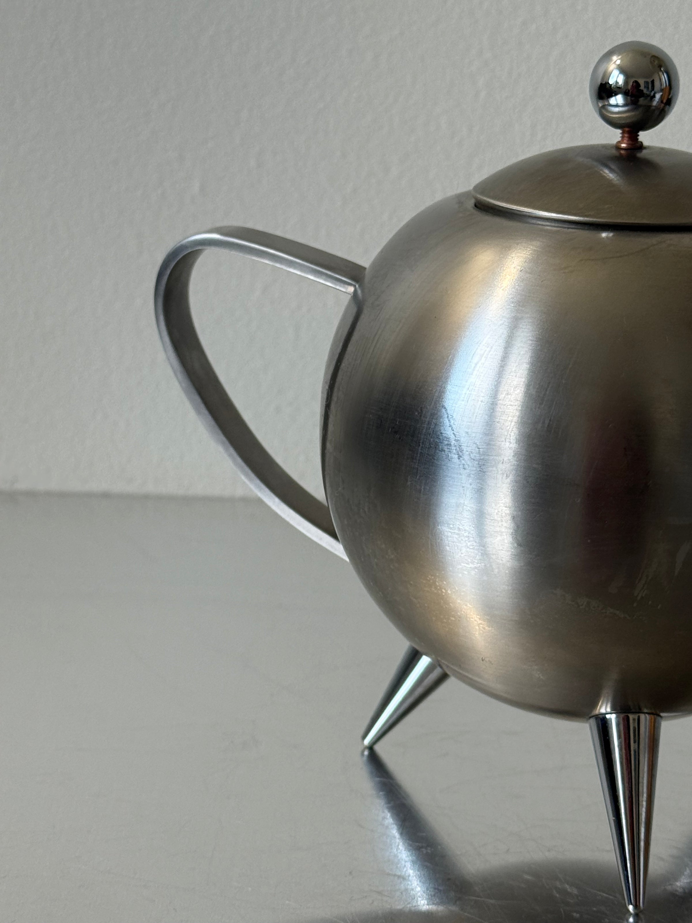 Henley Post Modern Brushed Stainless Steel Teapot