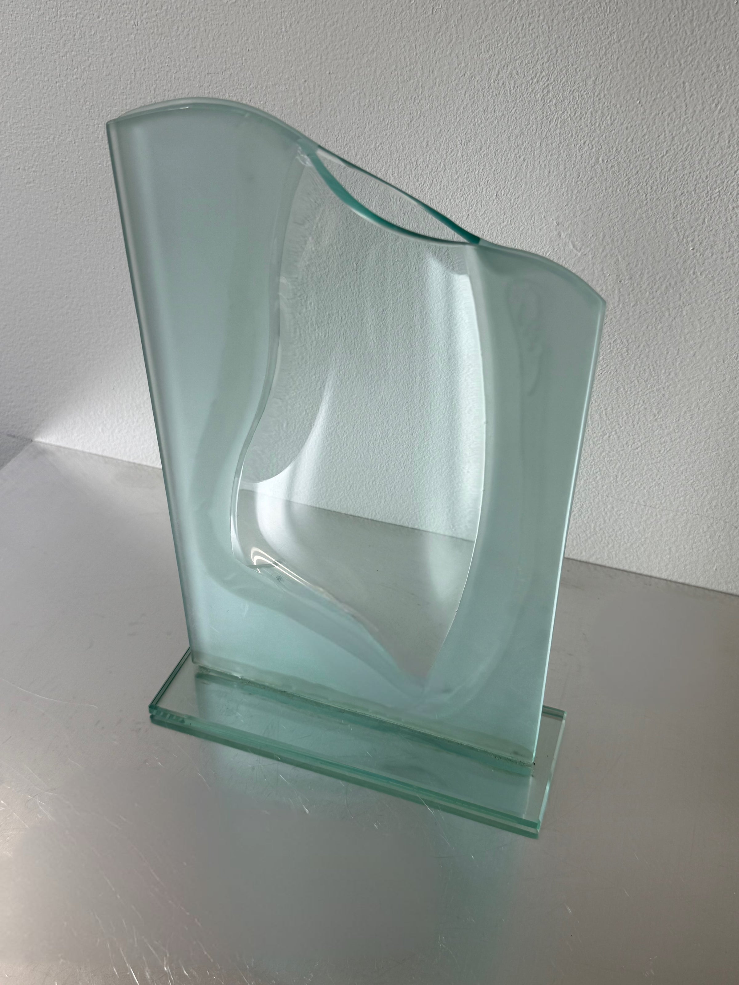 Modern Art Frosted Blue Glass Vase