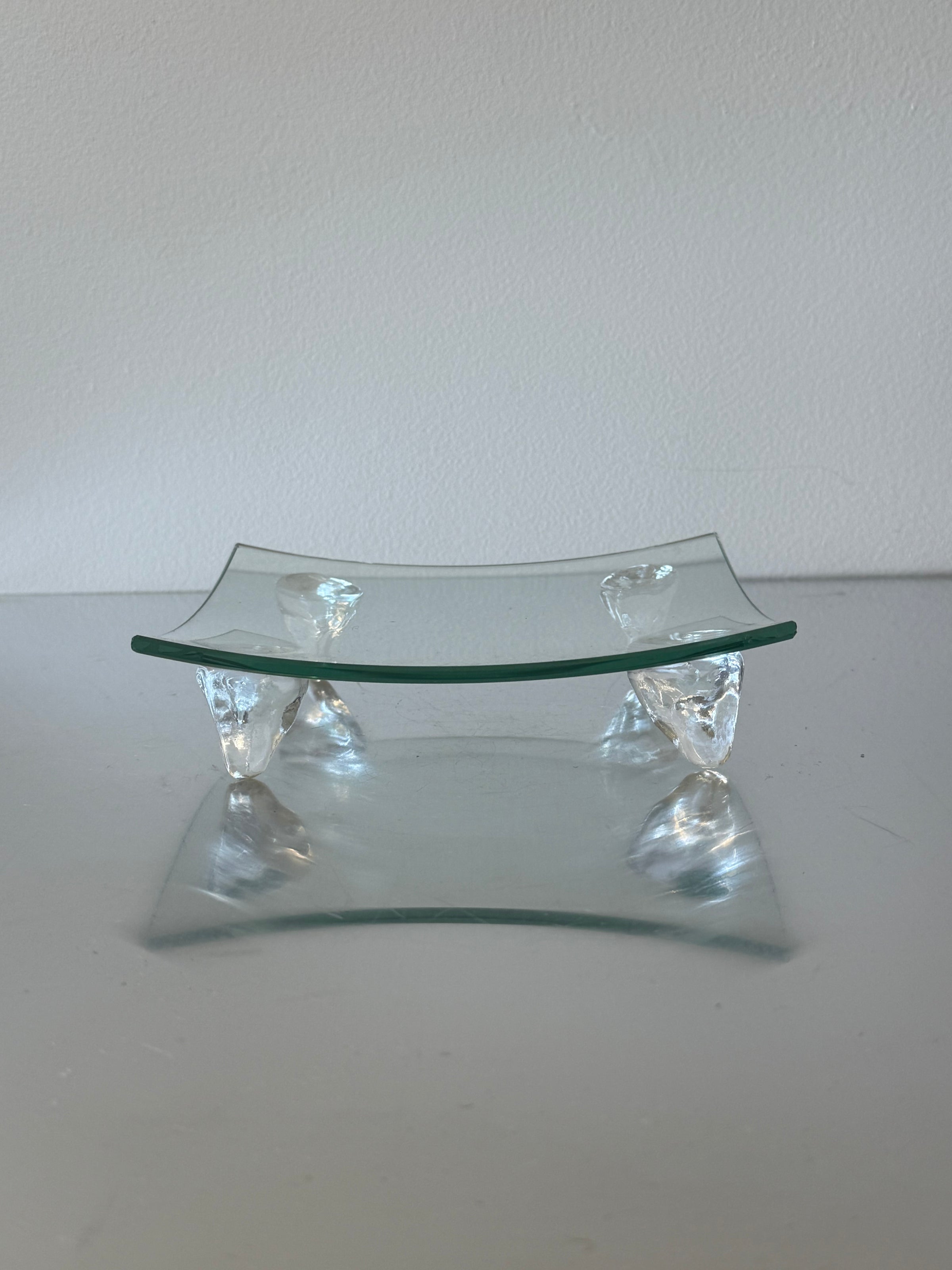 Vintage Curved Footed Glass Dish Plate