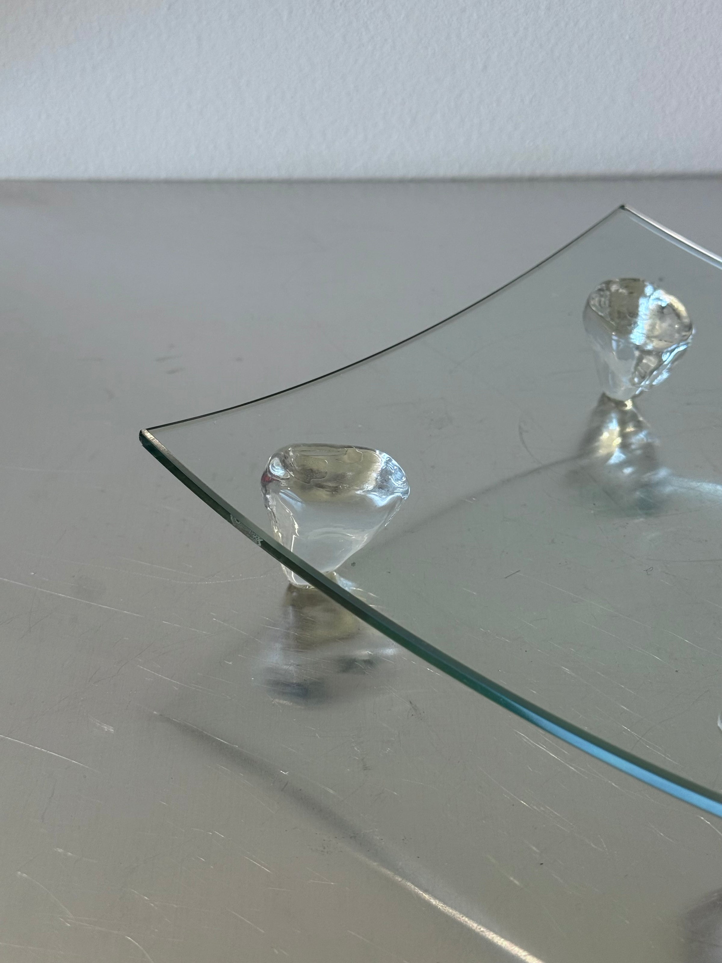 Vintage Curved Footed Glass Dish Plate