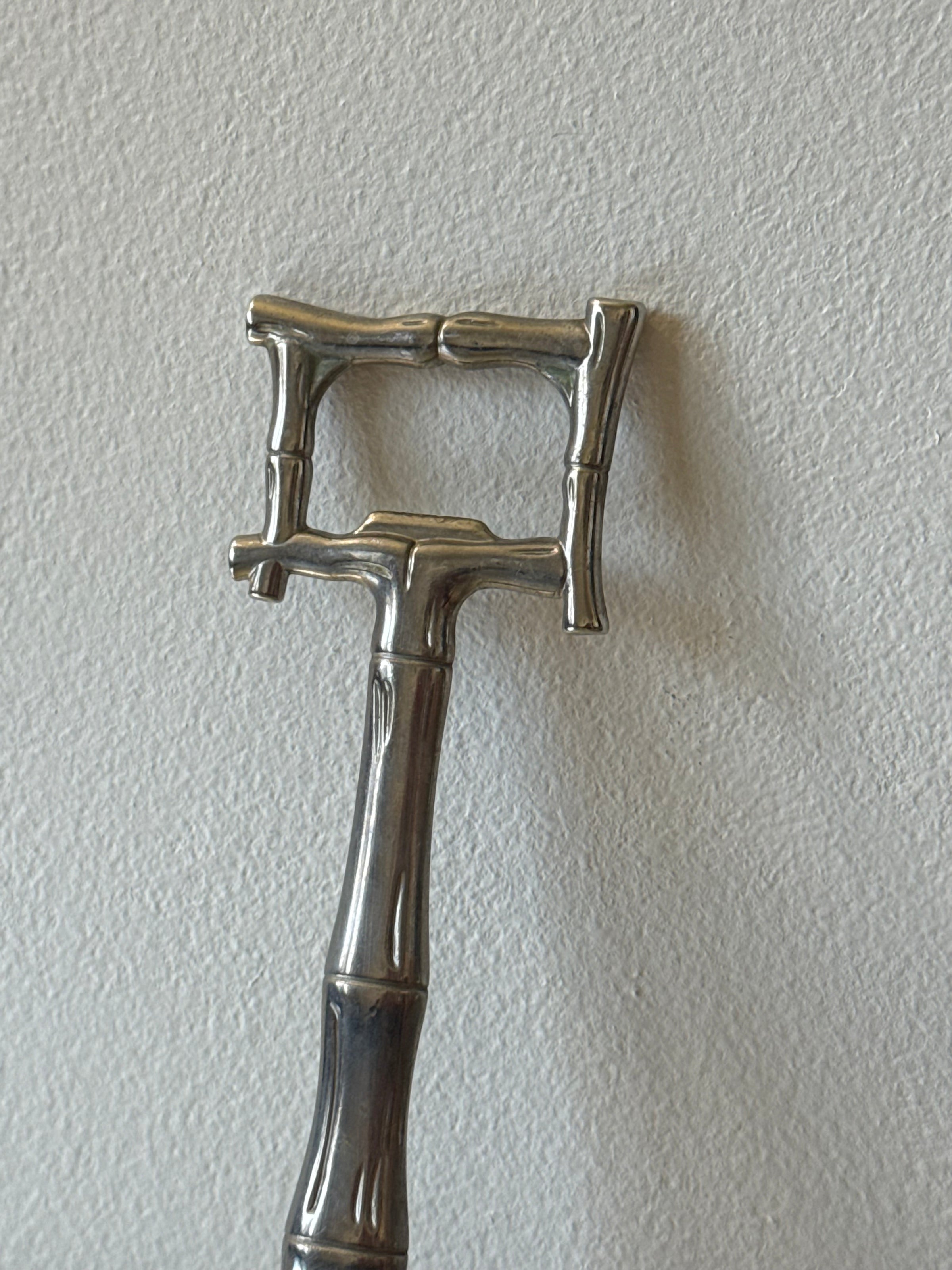 Retro Bottle Opener Bamboo Silver Plated