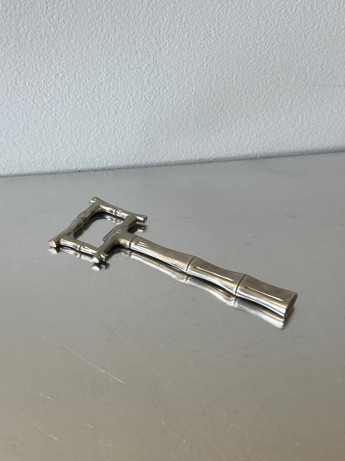 Retro Bottle Opener Bamboo Silver Plated