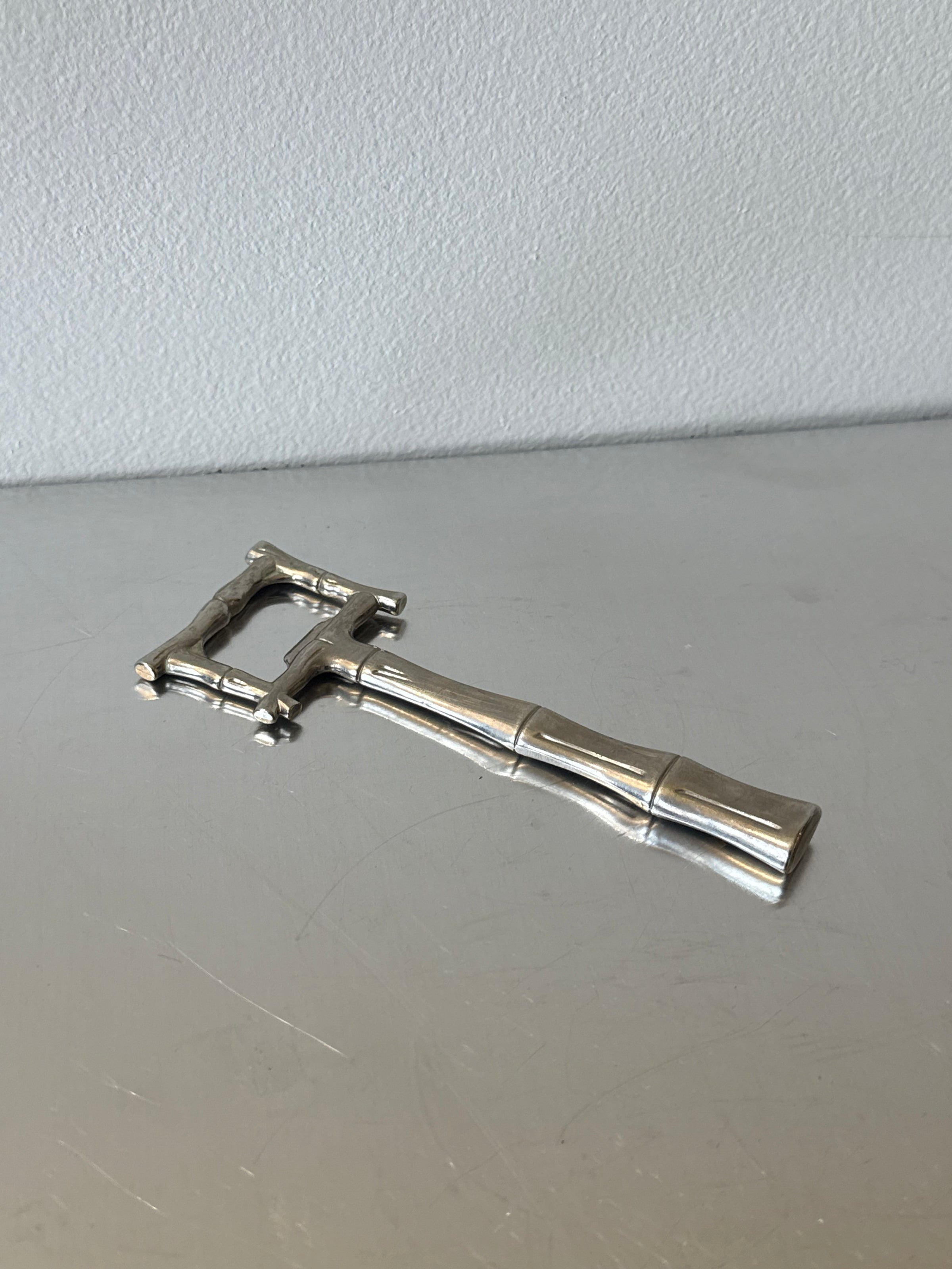 Retro Bottle Opener Bamboo Silver Plated