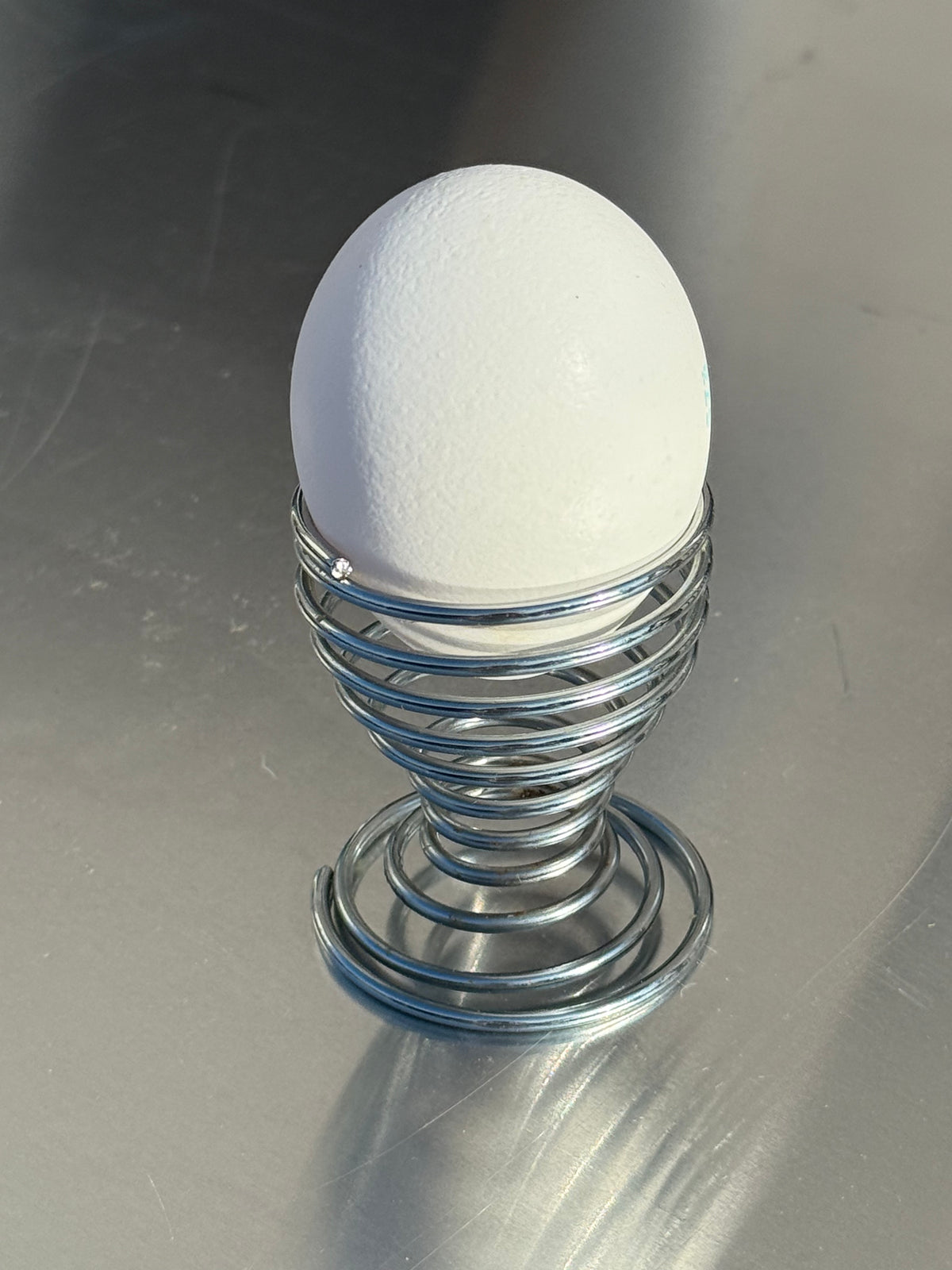 Set of 4 Vintage Retro Stainless Steel Spiral Egg Cups