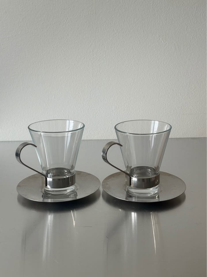 Set of 2 Bormioli Rocco Tall Coffee Glasses