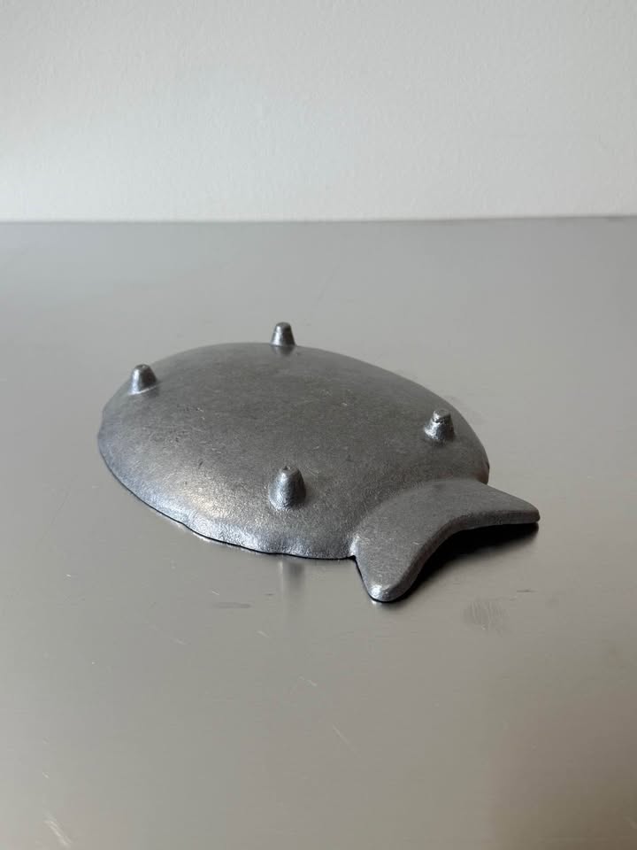 Aluminum Silver Antique Fish Trinket Tray Dish Decor